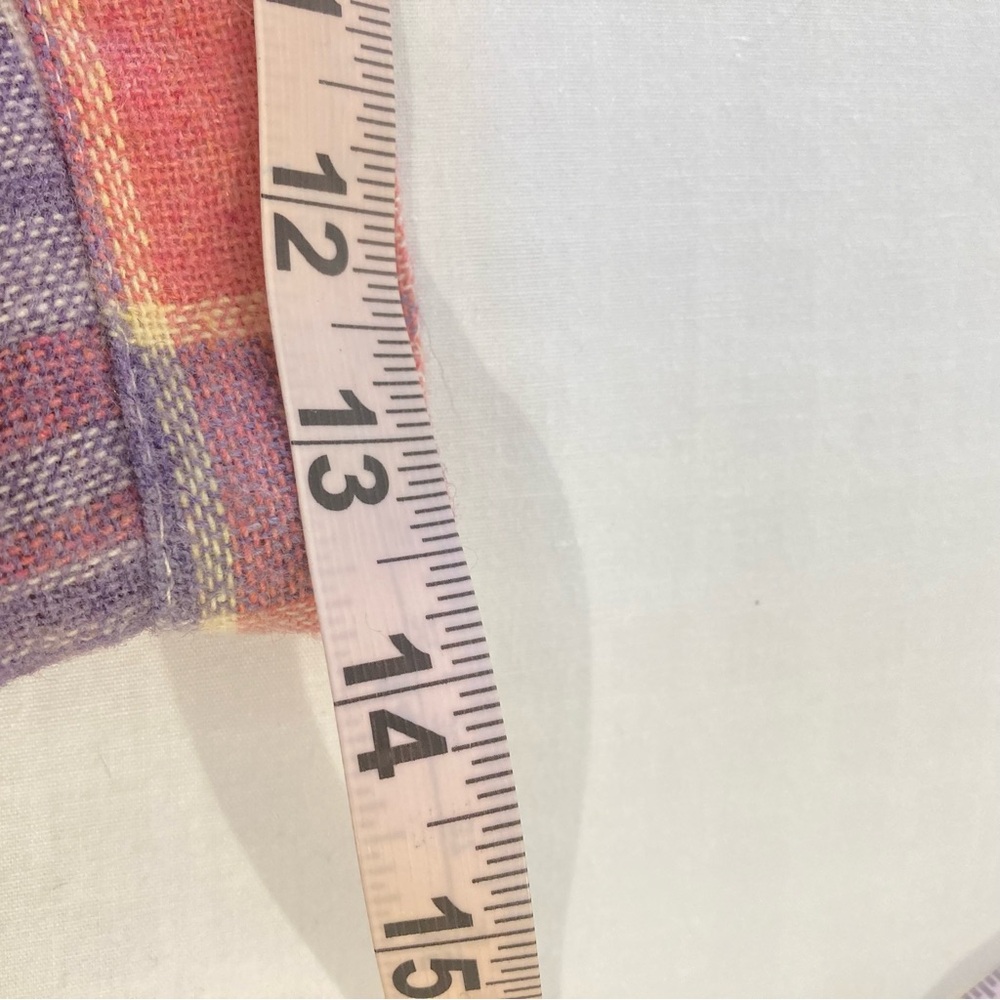 Vintage pleated skirt pink purple blue cream plaid wool midi skirt - Picture 6 of 12